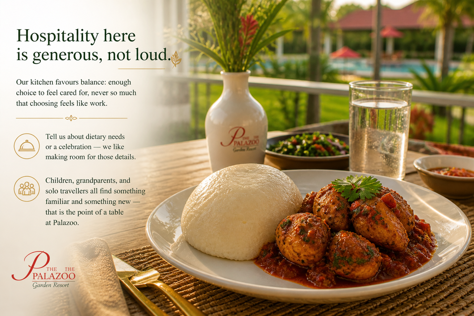 Food and drinks at Palazoo Garden Resort